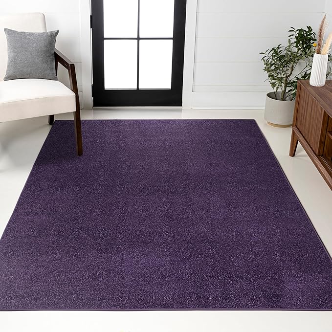 JONATHAN Y Haze Solid Low-Pile Purple Indoor Area Rug 8x10, Coastal,Bohemian,Minimalist,Classic, Easy-Cleaning for Living Room,Bedroom,Kitchen,Pet Friendly,Non-Shedding (SEU100N-8)