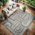 CAMILSON Indoor Outdoor Rug, Beige 8x10 Geometric Arch Striped Area Rugs for Patio and Home Areas, Easy-Cleaning Non-Shedding Living Room, Garden and Deck Washable Outside Carpet (8 x 10)