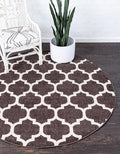 Rugs.com Lattice Collection Rug – 6 Ft Round Chocolate Brown Medium Rug Perfect for Kitchens, Dining Rooms
