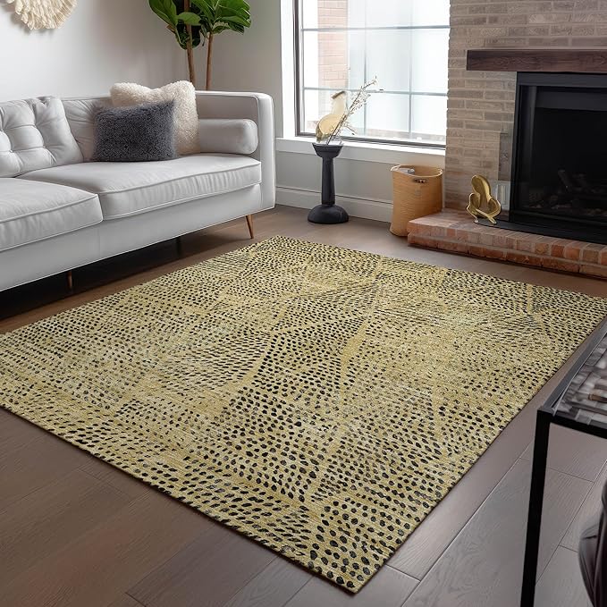 Addison Rugs Chantille ACN591 Gold 3' x 5' Indoor Outdoor Area Rug, Easy Clean, Machine Washable, Non Shedding, Bedroom, Living Room, Dining Room, Kitchen, Patio Rug