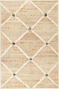 Dash and Albert Kali Machine Washable Area Rug - 6' x 9' Natural - Diamond Accent Rug - Anti-Slip Backing, Lightweight, Machine Washable, High Traffic Areas Kitchen, Mudroom, Laundry Room