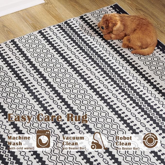 jinchan Moroccan Runner Rug 2x8 for Hallway - Geometric Honeycomb Modern Geometric Machine Washable Soft Ultra-Thin Non-Slip Carpet for Kitchen Bedroom Laundry Room (2x8ft, Black)