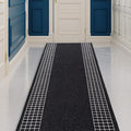 Custom Made Runner Rug for Kitchen Foyer Hallway Entry Choose Your Length 26 Inch Wide Geometric Checkered Design Black Color (15 feet x 26 inch)