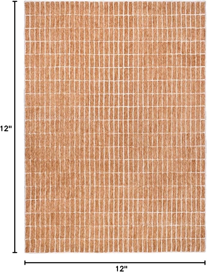 Hand-Tufted 100% Wool Area Rug – Unique Modern Geometric Grid Pattern, Soft Plush Textured Carpet for Living Room, Bedroom, Dining Room & Entryway (Gold, 8' Round)
