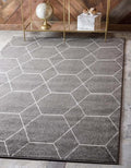 Unique Loom Trellis Frieze Collection Area Rug - Geometric (6' 1" x 9' Rectangle Dark Gray/Ivory)