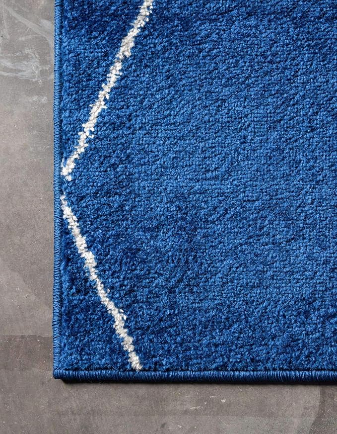 Unique Loom Trellis Frieze Collection Area Rug - Geometric (7' 10" Square, Navy Blue/ Ivory)