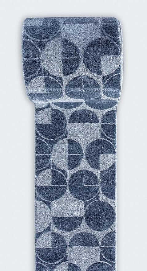 Well Woven Custom Size Hallway & Stair Runner- Harlow Harmony Blue 27 Inches Wide x 17 Feet Long Runner (27" x 17') Runner Rug - Modern Geometric Pattern, Ultra-Soft, Easy-Clean
