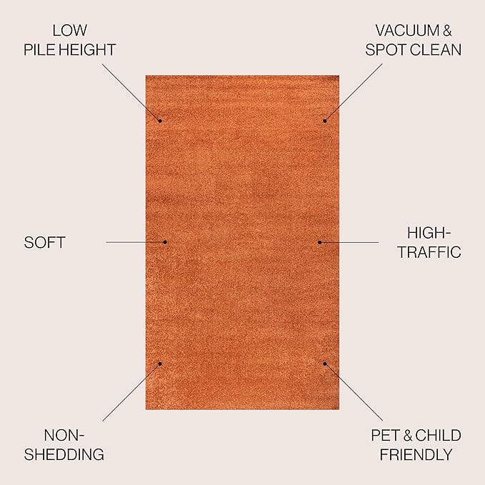 JONATHAN Y Haze Solid Low-Pile Orange Indoor Area Rug 9x12, Coastal,Bohemian,Minimalist,Classic, Easy-Cleaning for Living Room,Bedroom,Kitchen,Pet Friendly,Non-Shedding (SEU100M-9)