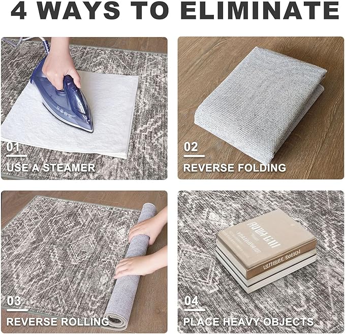 KILOCOCO Boho Kitchen Runner Rug 2x6 Washable Runner Rug, Soft Runners for Hallways Non Slip Printed Distressed Laundry Room Rug, Low-Pile Rug for Entryway/Bedroom/Living Room, Taupe