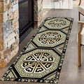 Black Gold Art Runner Rugs, 4x10ft, Vintage Greek Key Entrance Rug, Baroque Aesthetic Non-Slip Low Pile Soft Carpets, Cozy Absorbent Durable Non-Shedding Mat for Hallway Bedroom