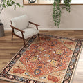 EnHomee 4x6 Washable Area Rugs for Bedroom, Boho Vintage Rugs, Foldable Area Rug for Dining Room, Non-Slip Soft Living Room Rug, Low Pile Large Carpet for Bathroom, Red