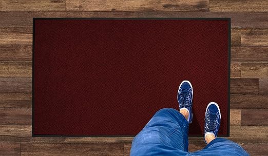 WaterHog Diamond | Commercial-Grade Entrance Mat with Rubber Border – Indoor/Outdoor, Quick Drying, Stain Resistant Door Mat (Red/Black, 3' x 10')