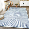 Bloom Rugs Washable Non-Slip 6' x 9' Rug - Blue/Ivory Striped Area Rug for Living Room, Bedroom, Dining Room, and Kitchen - Exact Size: 6' x 9'