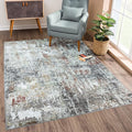 Bloom Rugs Washable Non-Slip 5' x 7' Rug - Gray/Red/Brown Modern Abstract Area Rug for Living Room, Bedroom, Dining Room, and Kitchen - Exact Size: 5' x 7'