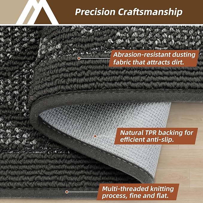 COSY HOMEER Non-Slip Door Mat 32"x48", Entryway Rugs Low Profile Absorbent Dirt Trapper Doormat for Front Entrance, Washable Polypropylene Entry Mat (Dark Grey)