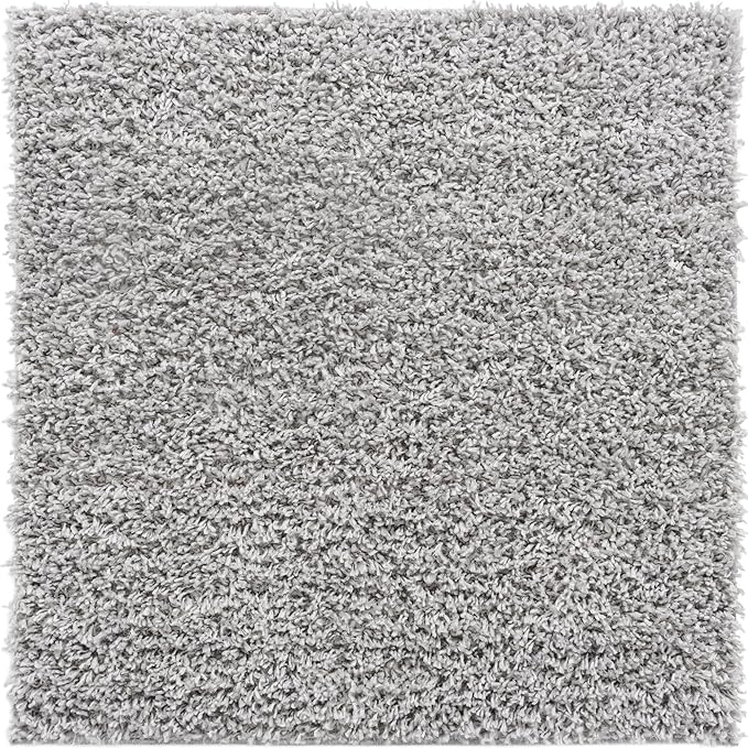 Unique Loom Davos Shag Collection Area Rug - Solid (3' 3" Square, Sterling)