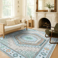 Fame Living Washable Area Rug. Modern Farmhouse. Vintage. Turkish. Bohemian. Distressed. Oriental. Traditional. Rugs for Living Room. Dining. Bedroom. Office. Entryway. Foyer. (856GG, 9'5" x 14')