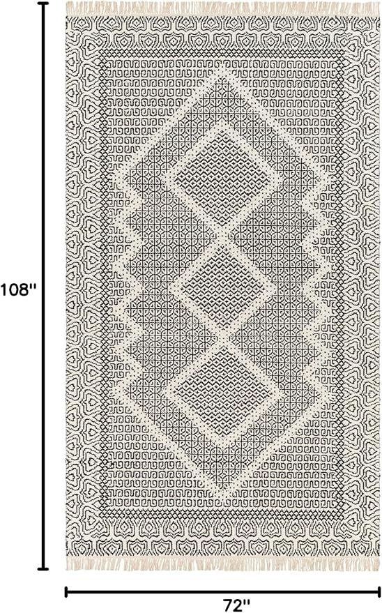 Mark&Day Wool Rugs, 6x9 Nishnabotny Cottage Dark Gray Area Rug, Grey Beige Carpet for Living Room, Bedroom or Kitchen (6' x 9')