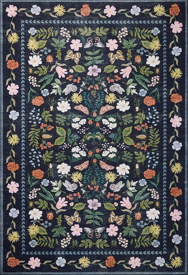 Loloi Rifle Paper Co. Canopy Collection CNP-04 Black 2'-0" x 3'-0" Accent Rug