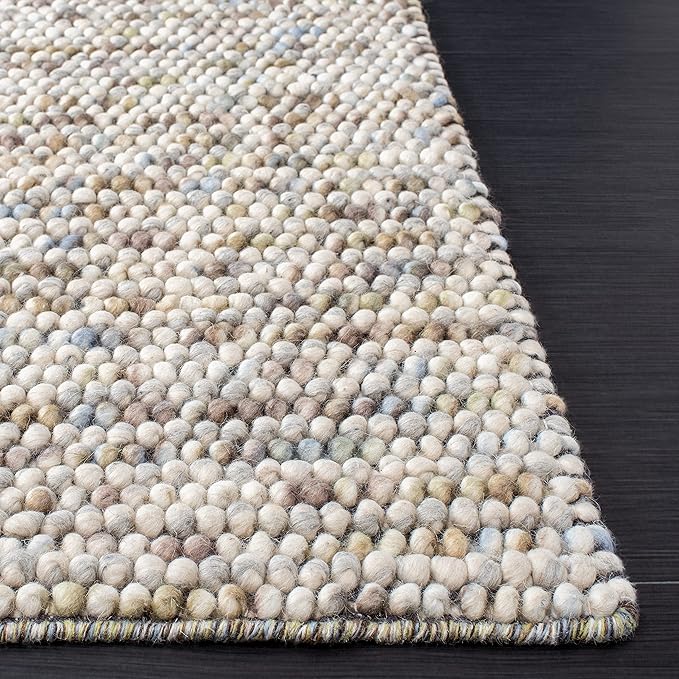 Safavieh Natura Collection Accent Rug - 3' Square, Ivory & Multi, Handmade Wool Blend, Textured Design, Ideal for Living Room, Bedroom, Dining Space (NAT620D)