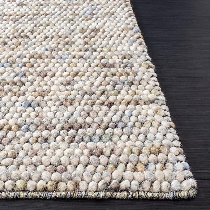 Safavieh Natura Collection Accent Rug - 3' Round, Ivory & Multi, Handmade Wool Blend, Textured Design, Ideal for Living Room, Bedroom, Dining Space (NAT620D)