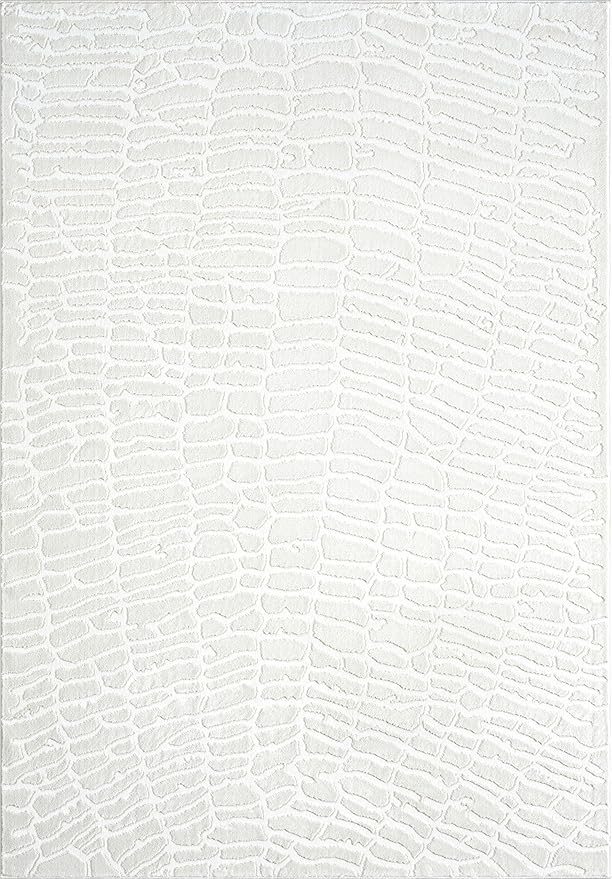 Abani Cream Area Rug for Living Room, Bedroom - Pebble Pattern - 5 x 8 - Durable & Easy to Clean
