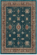 RUGGABLE Washable Vintage Area Rug – Verena Teal Blue 4x6, Stain-Resistant, Non-Slip – Medium Machine Washable Rugs for Living Room, Bedroom, Hallway, Entryway & Office–with Cushioned Pad