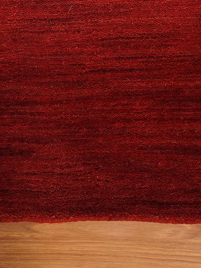 Hand Knotted Loom Wool ECO-Friendly Area Rugs - 10'x10', Square, Red Color, Solid Plain Design, High Pile Thick Handmade Anti Skid Area Rugs for Living Room, Bed Room (L00111)