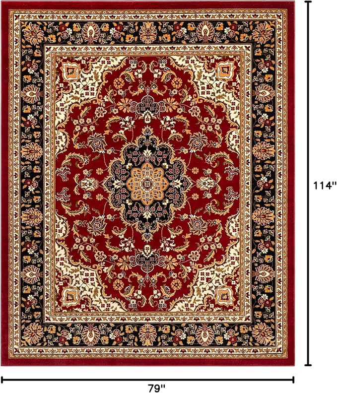 Well Woven Barclay Collection Medallion Kashan Red 6x9 Area Rug - for Living Room, Bedroom, and Dining Room