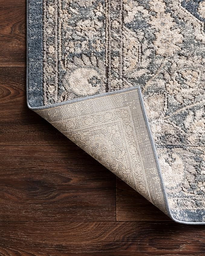 Loloi Teagan Collection TEA-01 Denim/Mist 7'-11" x 10'-6" Area Rug, Large, Soft Neutral Rug, High-Traffic for Living Room, Bedroom, Home Office, Dining Area