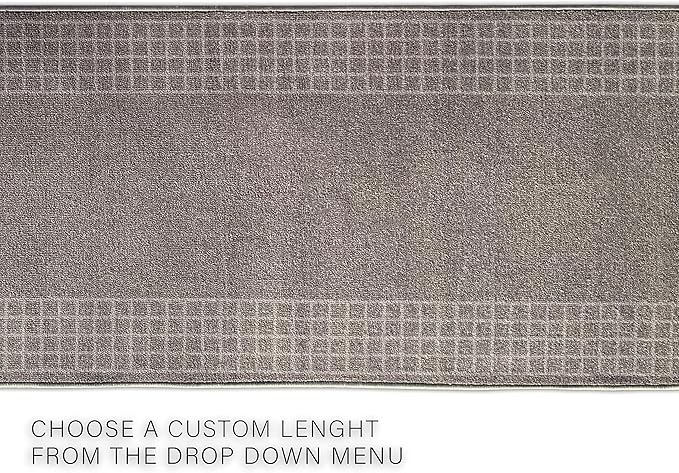 Custom Made Runner Rug for Kitchen Foyer Hallway Entry Choose Your Length 26 Inch Wide Geometric Checkered Design Grey Color (7 feet x 26 inch)