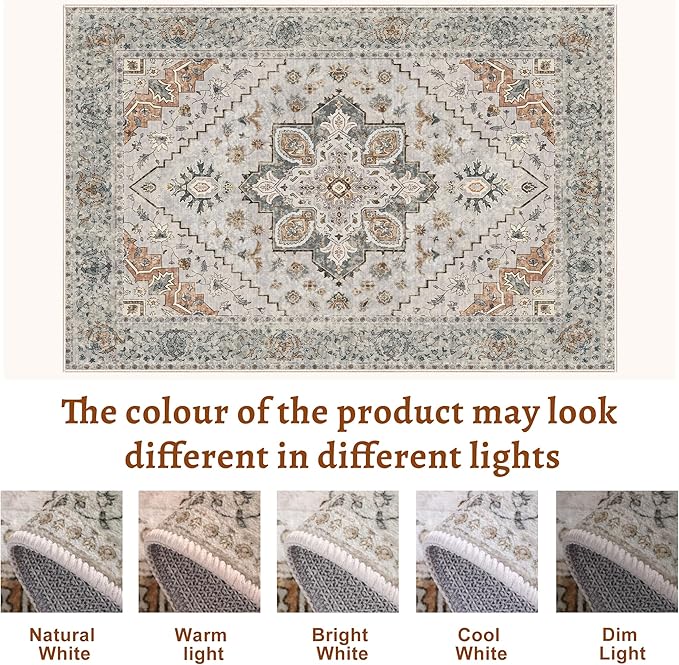 Tangsoo 2.6x8 Washable Runner Rug for Hallways, Non Slip Vintage Runner Rugs, Soft Low Pile Long Rugs Print Distressed Grey Carpet Runners for Kitchen Bedroom Entryway Bathroom Living Room