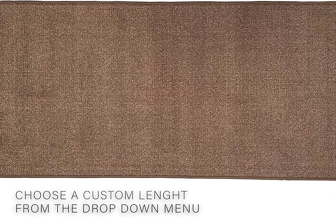 Custom Made Runner Rug Low Pile with Rubber Backing for Kitchen Foyer Hallway Entry Choose Your Length Size 31 Inch Wide Solid and Plain Brown Color (10 feet x 31 Inch)