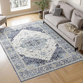 Dripex Washable Area Rug 6x9 Living Room Rug Stain & Water Resistant Foldable Thin Vintage Rugs Faux Wool Floor Carpet for Bedroom Dining Room Kitchen Bathroom Farmhouse Office