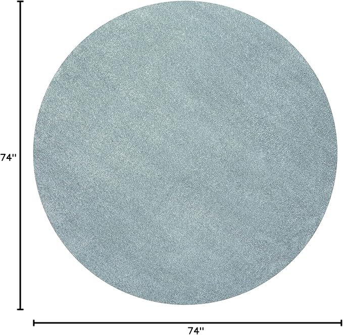Eyely UES100S-6R Supersoft Haze Solid Low-Pile Indoor Area Rug, Coastal, Bohemian, Minimalist, Classic, Casual for Bedroom,Kitchen,Living Room,Non Shedding,Easy-Washing, Blue, 6' Round