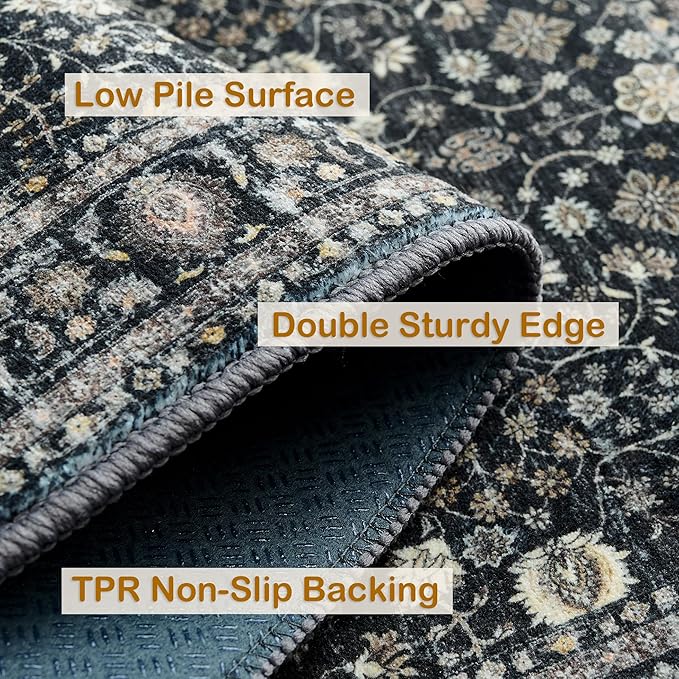 8x10 Area Rugs,Boho Vintage Oriental Washable Rugs,Collapsible Area Rug for Bedroom, Entryway, Kitchen, Bathroom