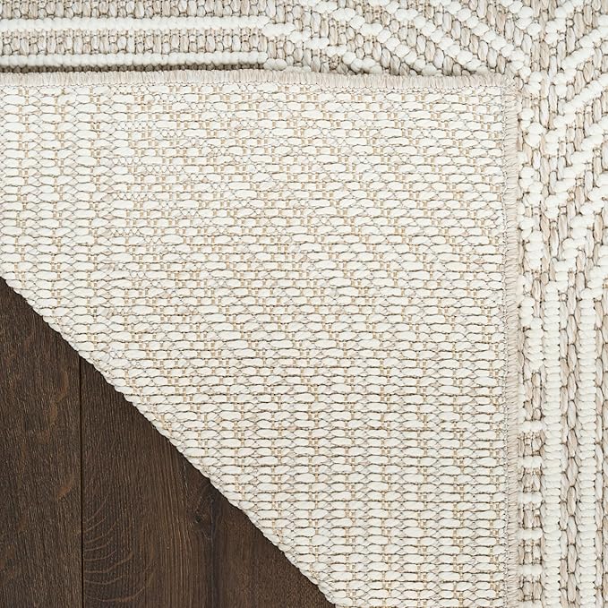 Nourison Home Textured Home Beige Ivory 2'2" x 3'9" Area Rug - Easy Clean, Non Shedding, Bed Room, Living Room, Dining Room, Kitchen (2' x 4')