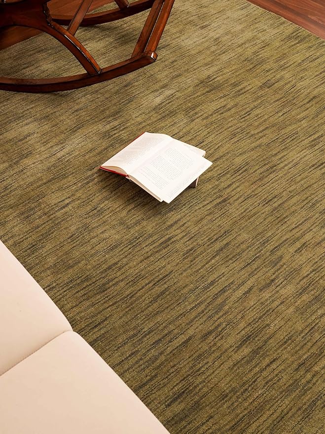 Rugsotic Carpets Hand Knotted Loom Wool 8'x10' Area Rug Solid Green L00111