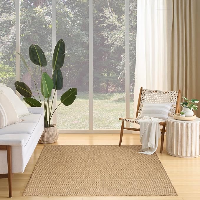 Nourison Home Courtyard Jute 5' x 7' Area Rug - Easy Clean, Non Shedding, Bed Room, Living Room, Dining Room, Kitchen (5' x 7')
