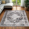 Area Rug – 6x9 Washable Ultra-Soft Vintage Boho Faux Wool Carpet for Living Room, Dining Room, Bedroom, Home Office (Dark Grey)