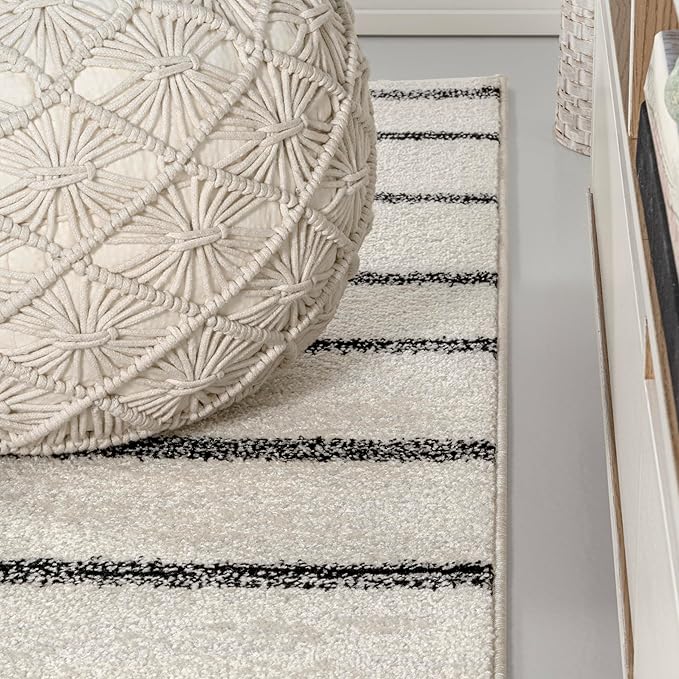 JONATHAN Y Williamsburg Minimalist Stripe Cream/Black Indoor Area Rug, 5x8, Contemporary, Modern, Easy-Cleaning for Living Room, Bedroom, Kitchen, Pet Friendly, Non-Shedding (MOH201D-5)