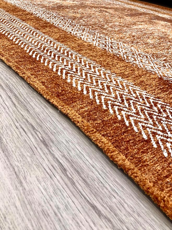 Alfa Rich 9x12 Burnt Orange Area Rugs for Living Room Bedroom Decor Cotton Washable Pet Friendly