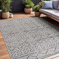 Beverly Rug Waikiki Indoor Outdoor Rug 6x9, Washable Outside Carpet for Patio, Deck, Porch, Trellis Area Rug, Water Resistant, Dark Grey - Light Grey