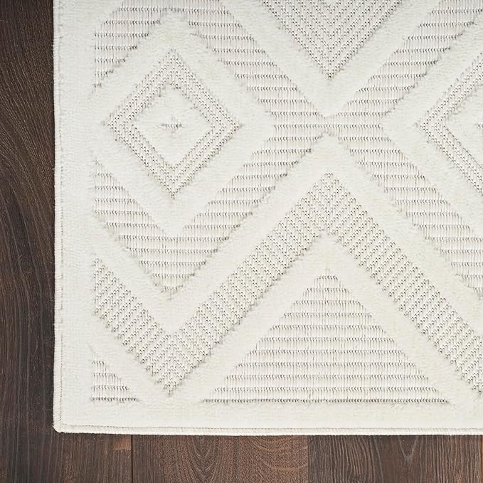 Nourison Home Versatile Ivory White 7' x 10' Area Rug - Easy Clean, Non Shedding, Bed Room, Living Room, Dining Room, Kitchen (7' x 10')