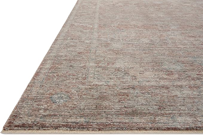 Loloi Magnolia Home by Joanna Gaines Millie Collection MIE-04 Brick/Fog 5'-3" x 5'-3", .25" Pile Height, Round Area Rug