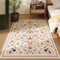 Vintage Medallion Floral 3x5 Washable Rug, Soft Low Pile Area Rug, Non-Slip Carpet for Bedside, Bedroom, Bathroom, Entryway, Kitchen, Office, Kids/Girls Room | Beige