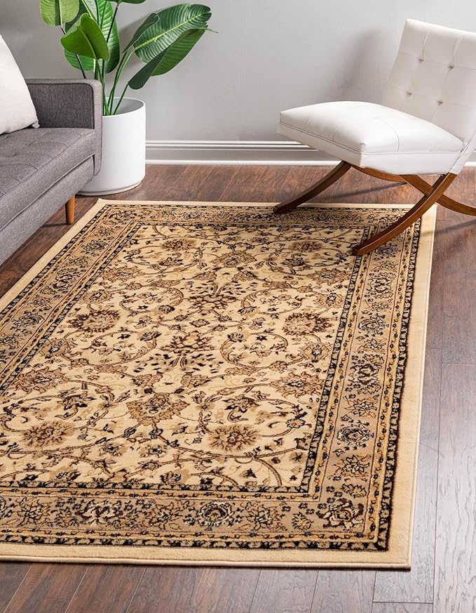 Rugs.com Yasmin Collection Rug – 5' x 8' Ivory Medium Rug Perfect for Bedrooms, Dining Rooms, Living Rooms