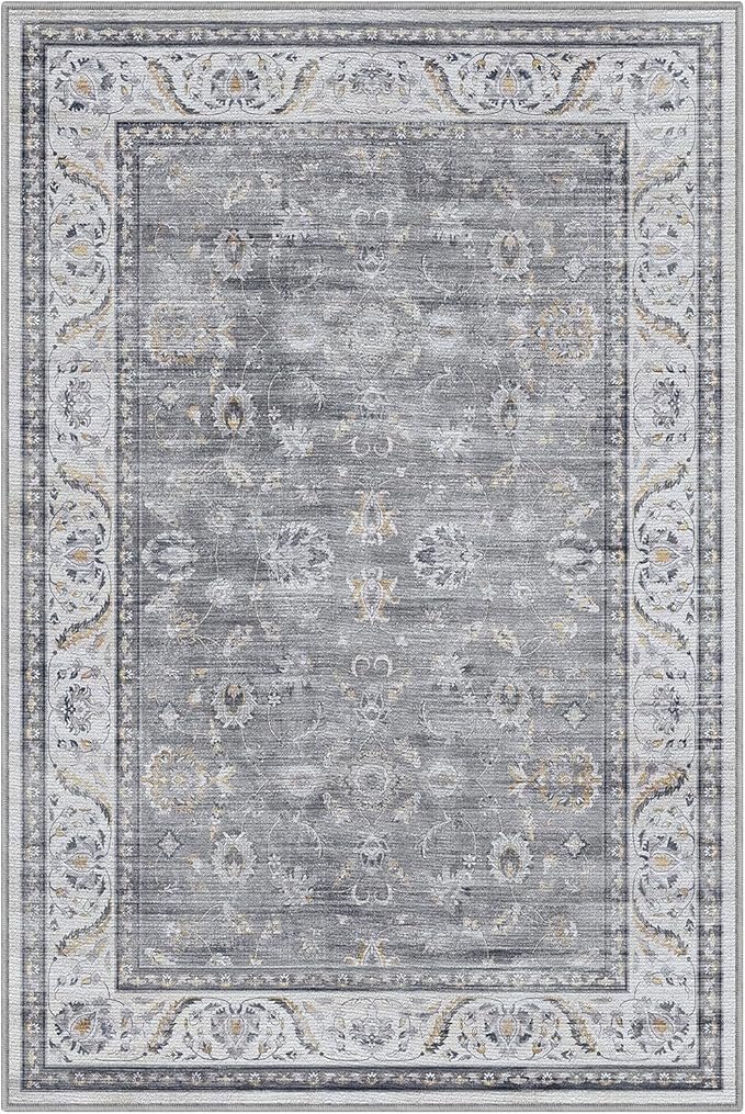 LUMI Washable Area Rug for Living Room, 8x10 Ultra Soft Traditional Vintage Rugs Non Slip with Rubber Backing, Low Profile, High Traffic, Stain Resistant Carpets, Ideal for Bedroom, Dining Room