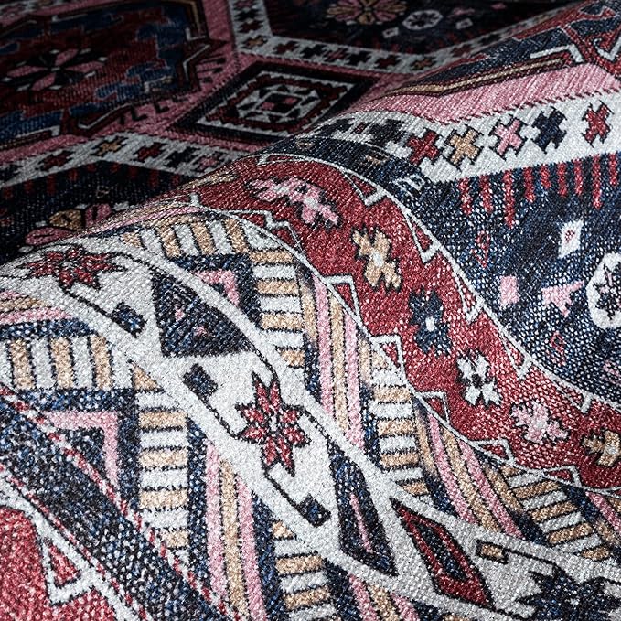 Fame Rugs Turkish Rug. Washable Vintage Oriental Antique Inspired Traditional Doormat Small Modern Area Rugs Luxury Entryway Entry Bedroom Bathroom Kitchen (400RN, 4'9 x 6'9)