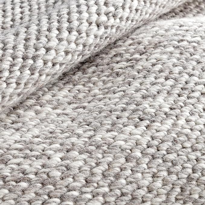 Dash and Albert Loggia Grey Handwoven Wool Rug, 9 X 12 Feet, Grey Solid Pattern - Premium Luxury Hotel Quality Soft Breathable Hypoallergenic Machine Washable Easy Care All Season Comfortable
